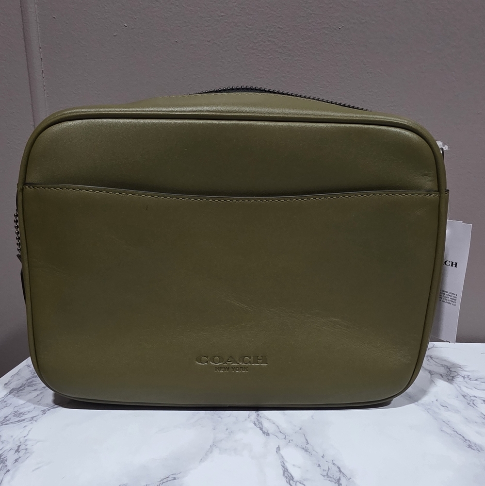 NWT COACH Olive Green Leather Crossbody Bag - Picture 3 of 12